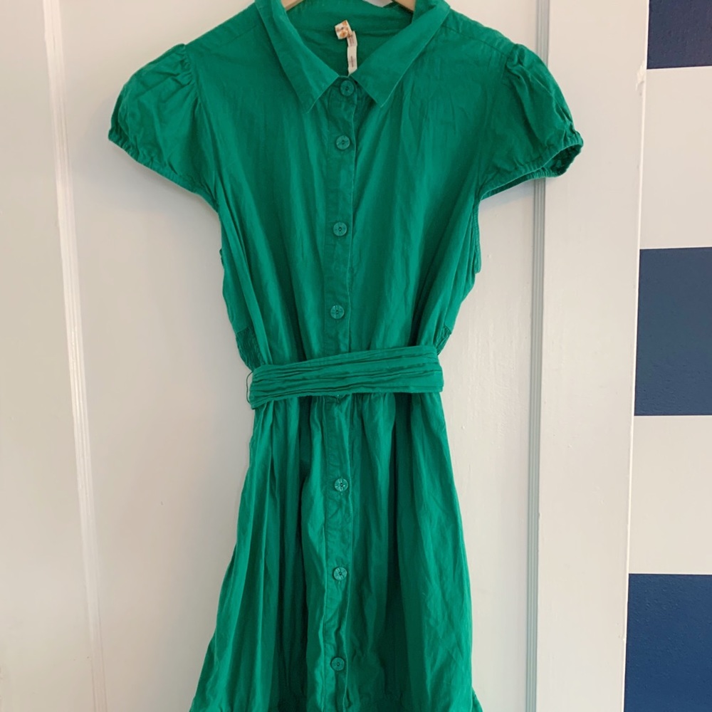 Maeve Emerald Green Button-Front Midi Dress